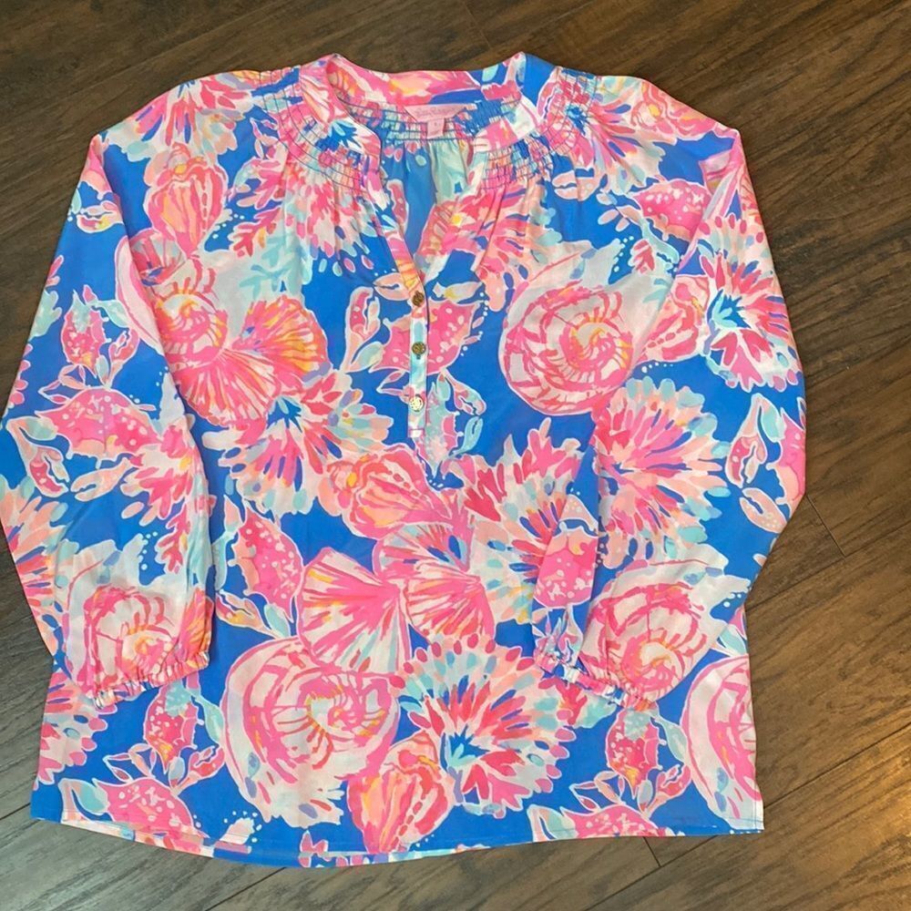NWOT - Lilly Pulitzer Bennet Blue Bay Dreamin Elsa Blouse - Size Small - Picture 3 of 12